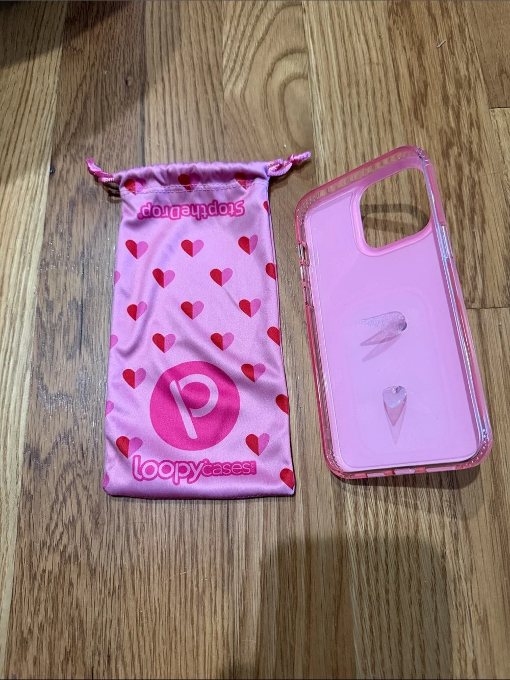 LoopyCases Pink Heart iPhone 15 Pro Max Case with Loopy Grip